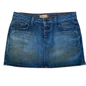Paige Premium Denim Micro-Mini Button-Fly Blue Jean Skirt-Women's Size 29